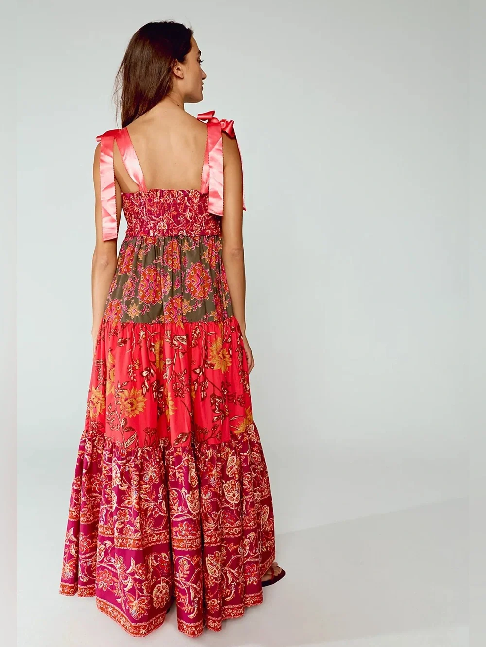 Free People Bluebell Maxi Magenta Combo Red Pink Oversized Size Small